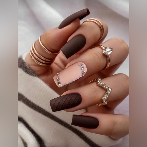 Other - New Arrivals! Elegant Brown and Nude Nail Set